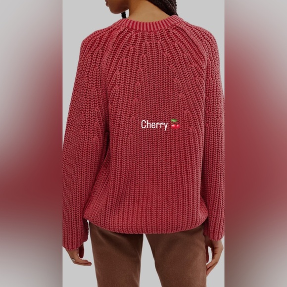 𝓯𝓹 Free People ~ Take Me Home Cotton Sweater in 🍒 Cherry - Picture 2 of 15